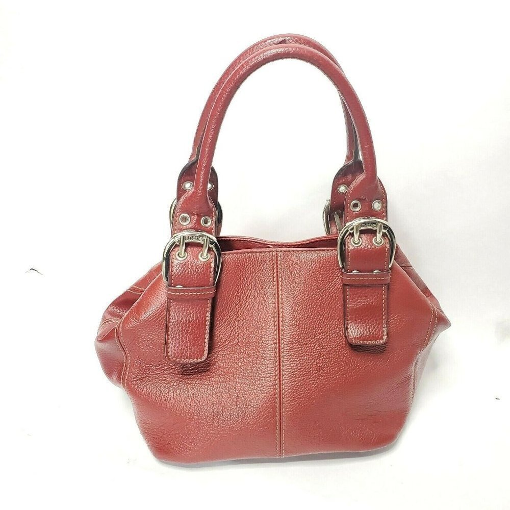Tignanello Womens Red Leather Shoulder Purse
